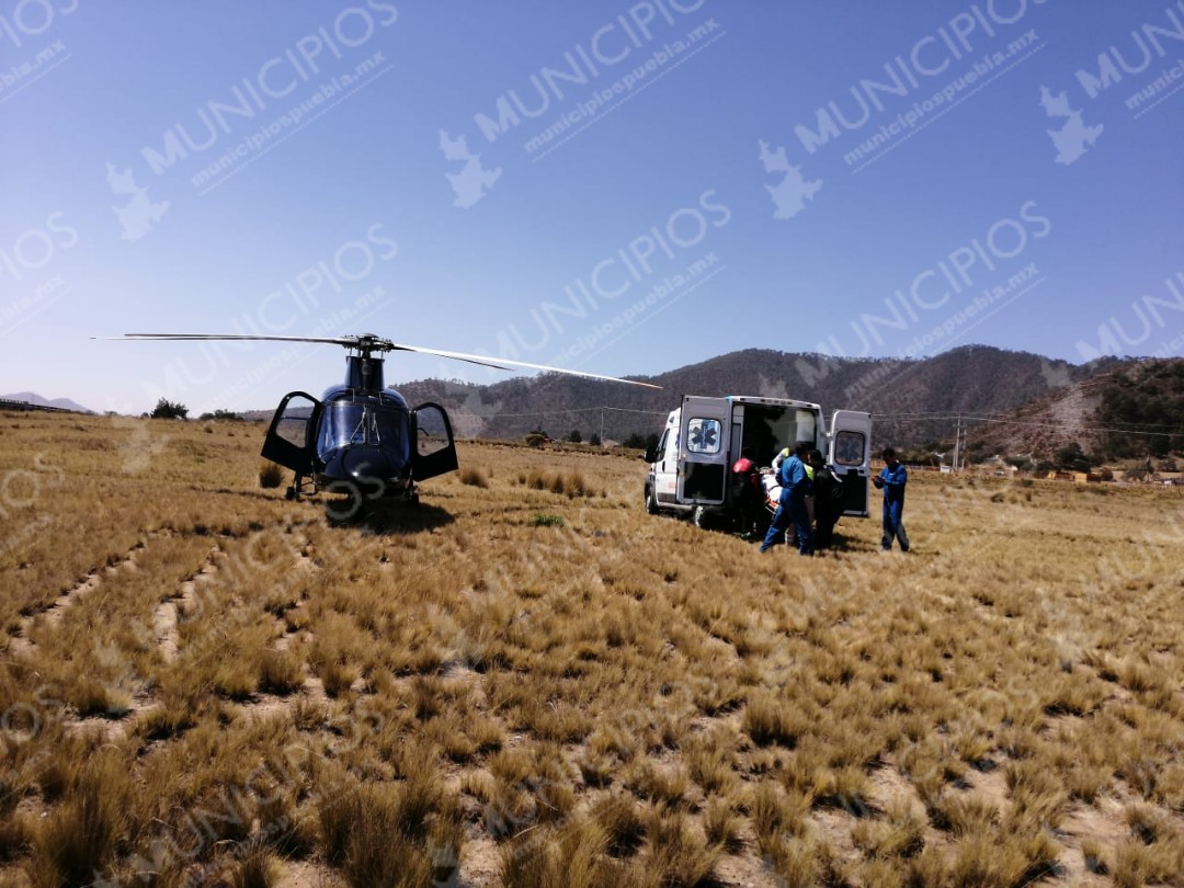Trasladan en helicóptero a herido de bala en Zacapoaxtla 