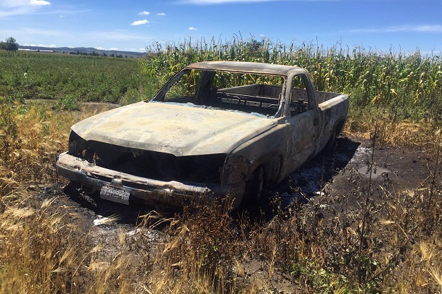 Hallan camioneta calcinada de hombre desaparecido en Serdán