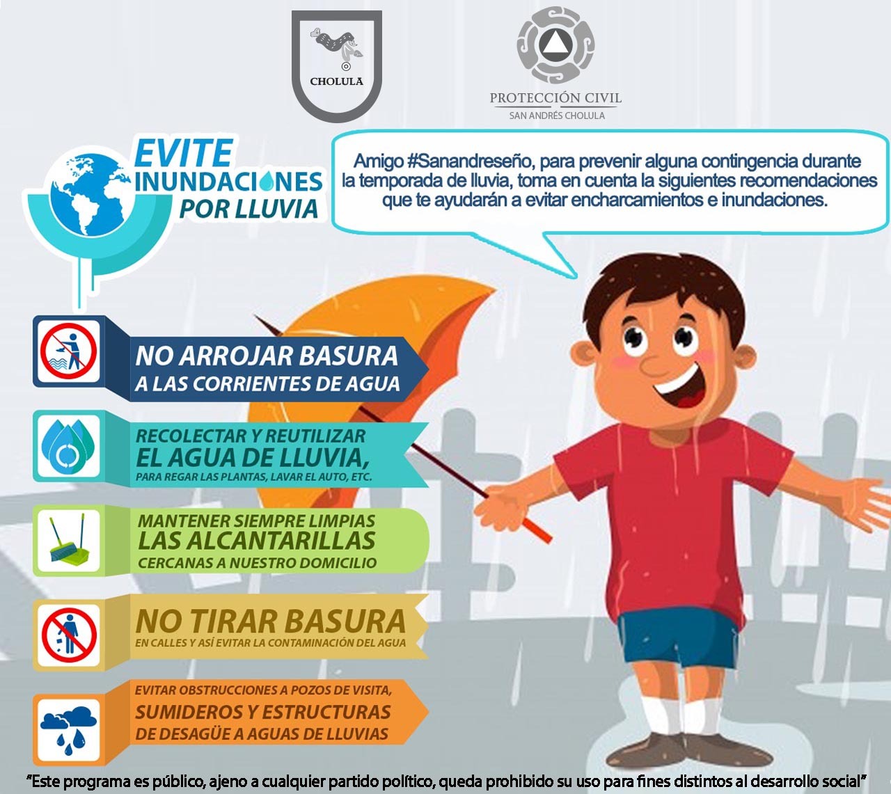 Ayuntamiento hace recomendaciones ante lluvias en San Andrés