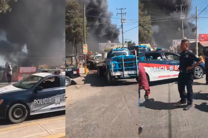 Cierre parcial en la federal a Atlixco por incendio en recicladora