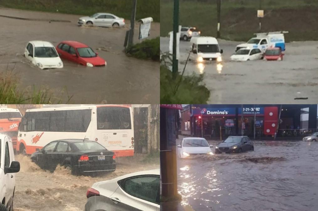 VIDEO Autos quedan varados en inundaciones en Cuautlancingo