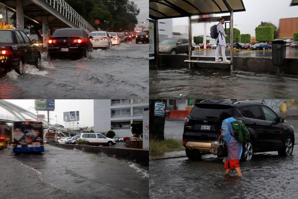 Lluvia y granizada inundan la capital poblana