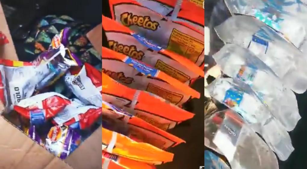 VIDEO Vendían bolsas vacías de Sabritas usando truco del acordeón