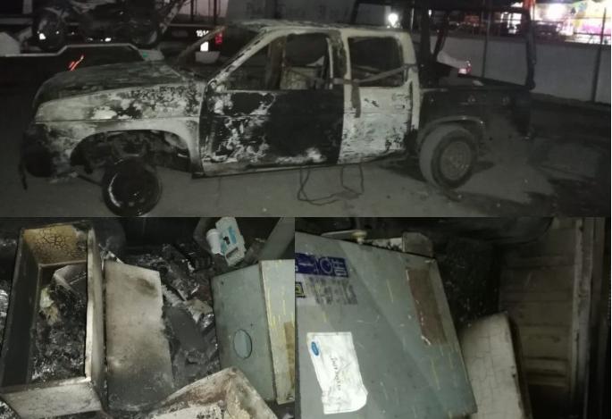 Golpean a presuntos ladrones y queman vehículo en Texmelucan