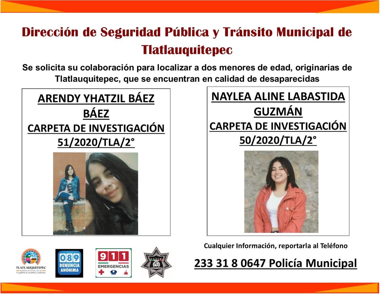 Arendy y Naylea desparecieron en Tlatlauquitepec