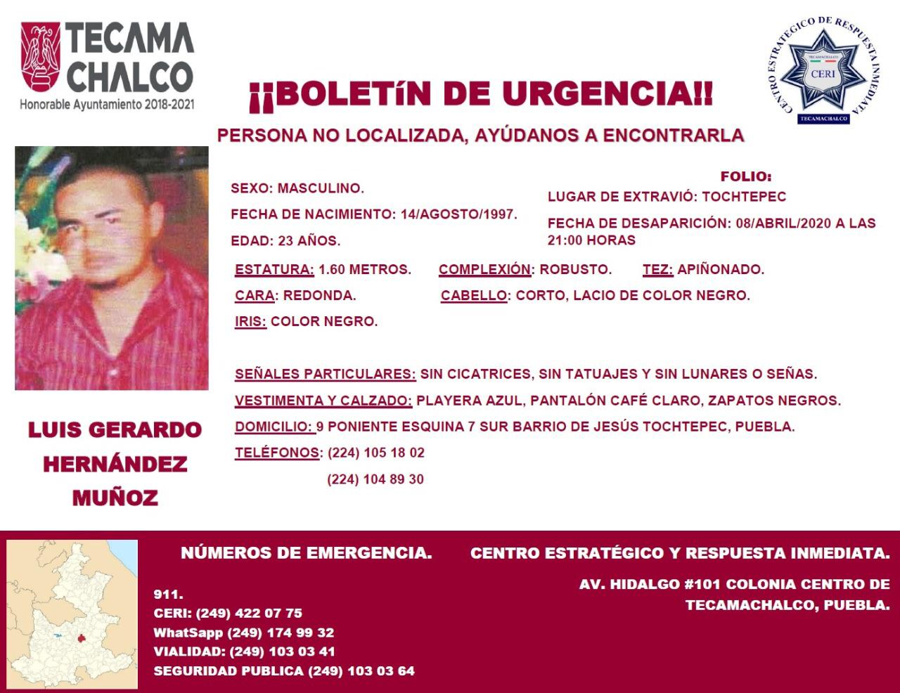 Luis Gerardo desapareció en Tochtepec, su familia lo busca
