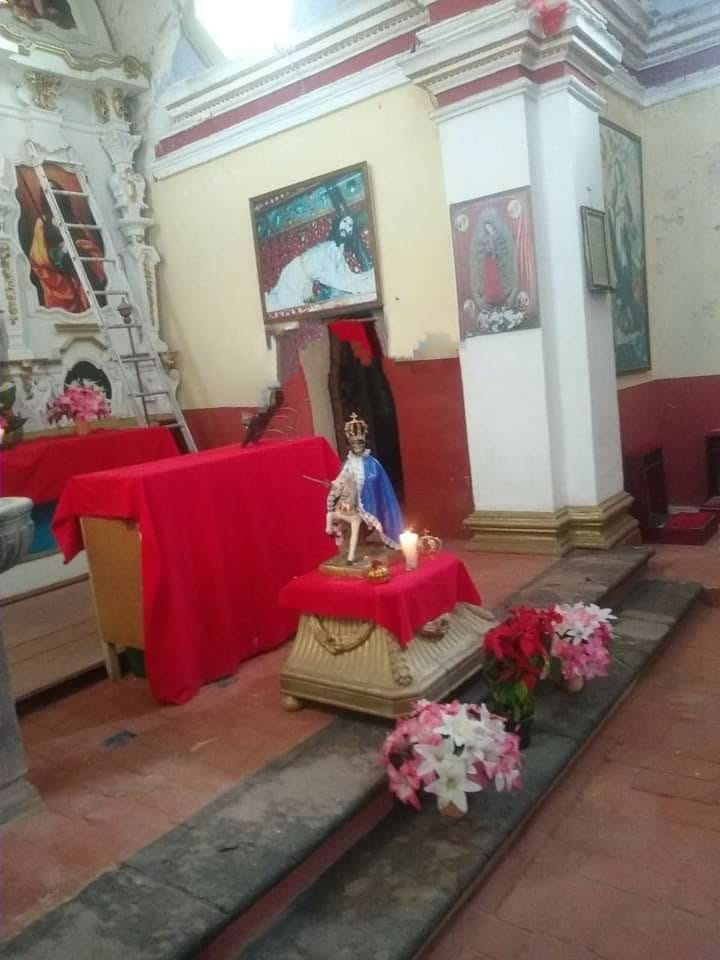 Roban iglesia y se llevan imagen de Santiago Caballero en Nopalucan
