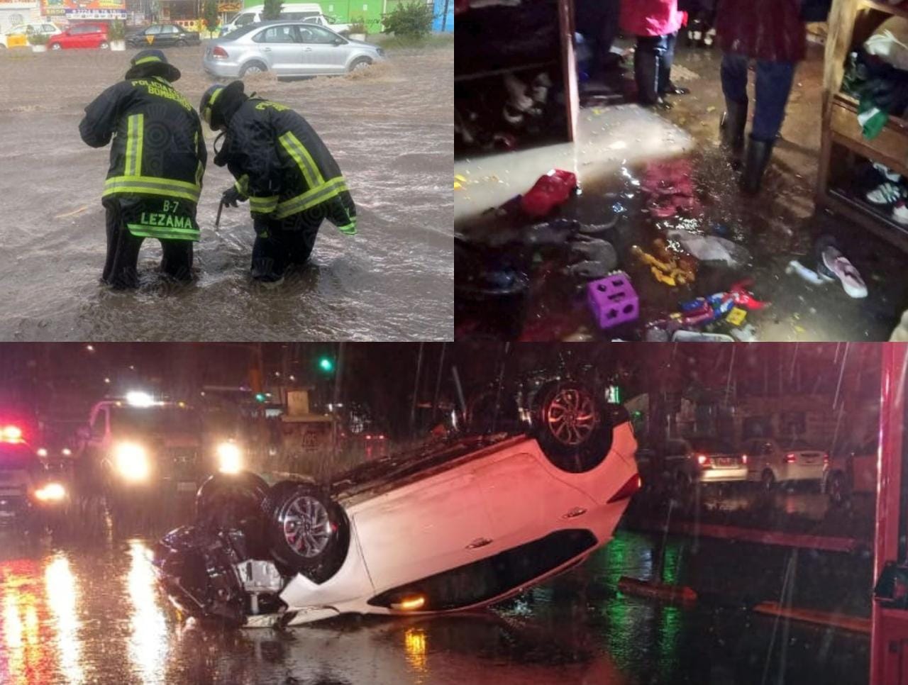Autos volcados, varados e inundaciones deja tormenta en Puebla