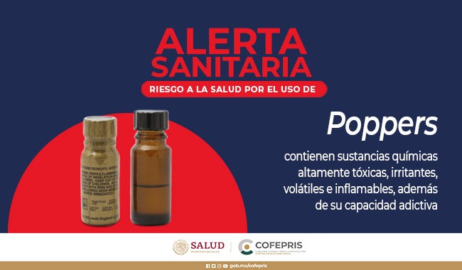 Cofepris alerta sobre riesgos a la salud por el uso de poppers