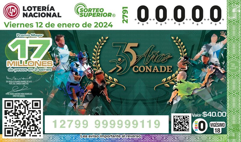 Develan billete de Lotería Nacional por 35 aniversario de la CONADE