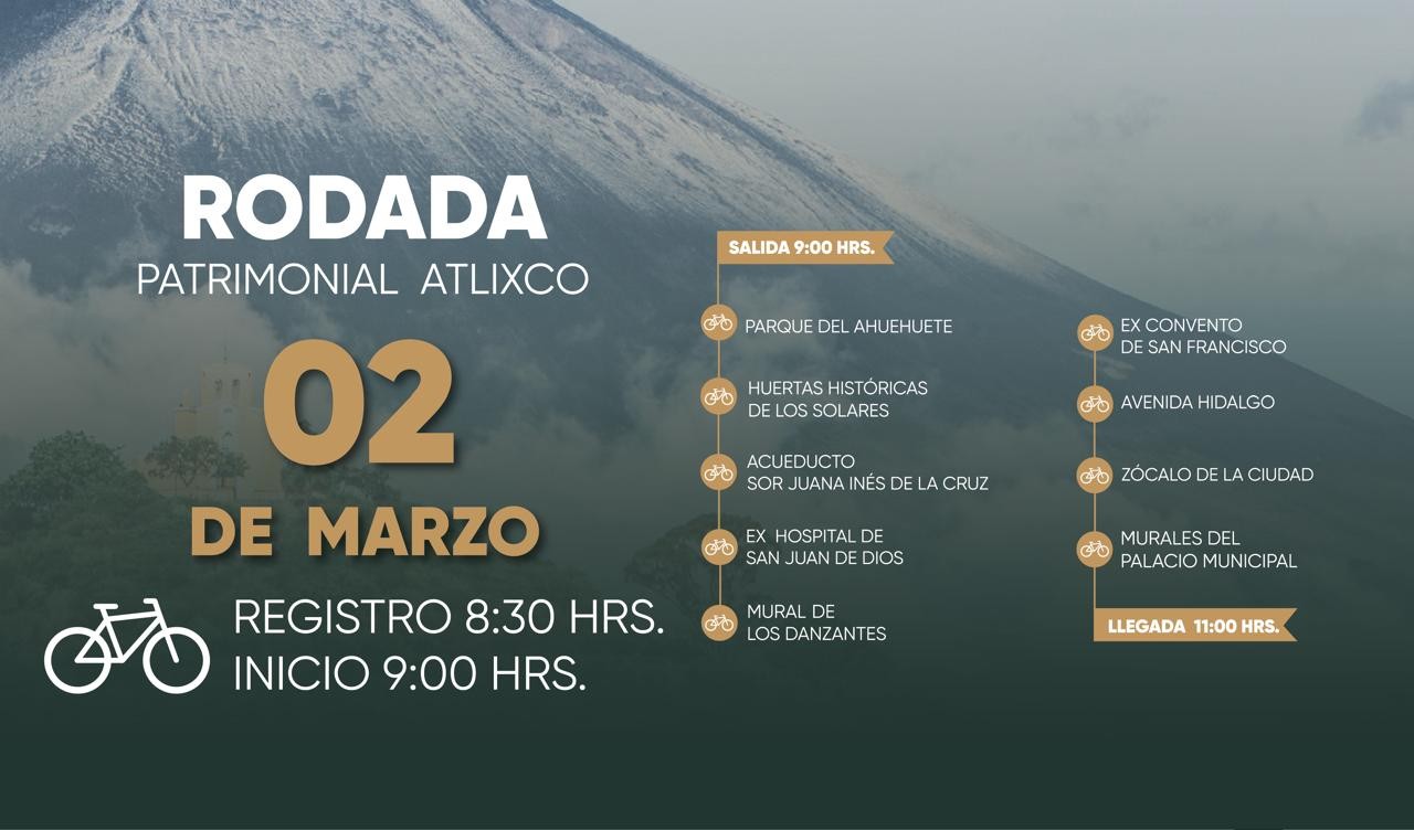 Este domingo en Atlixco arrancan las rodadas patrimoniales