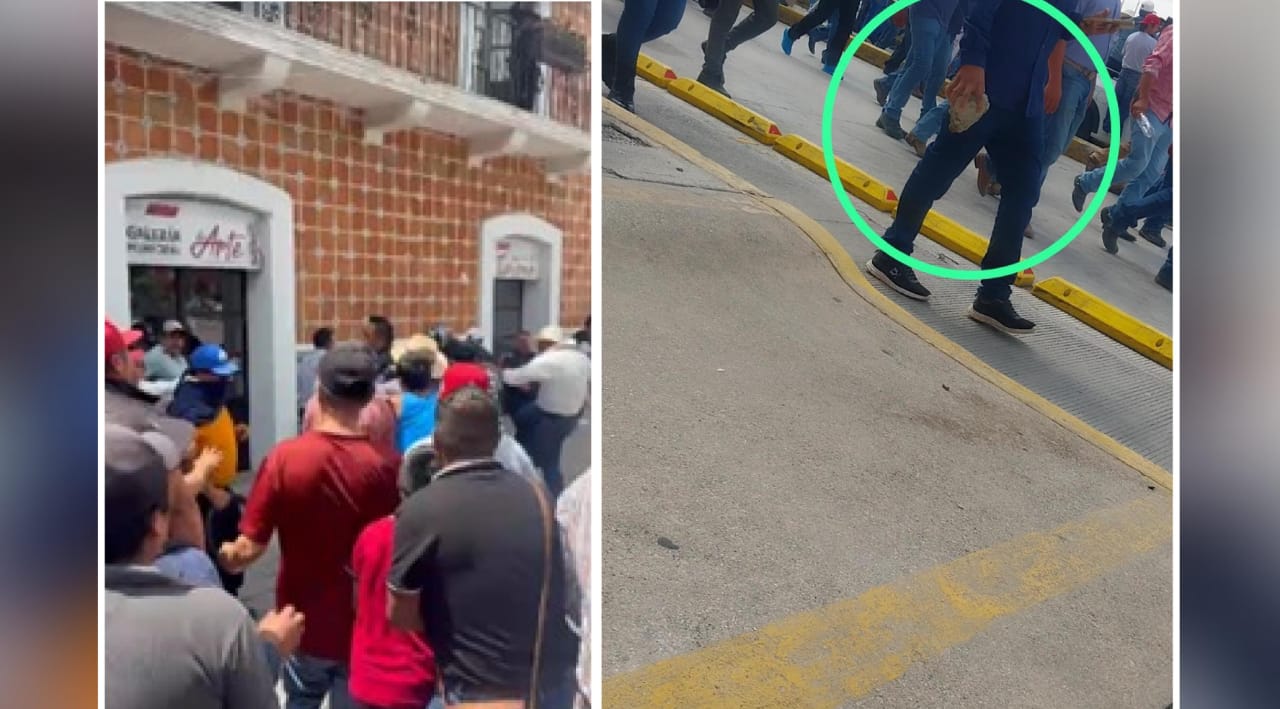 VIDEO Ambulantes agreden a Policías y vandalizan el Palacio Municipal en Atlixco 