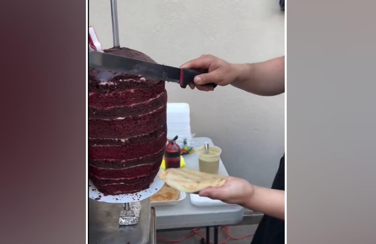 Crean pastel en forma de trompo al pastor, las redes enloquecen 