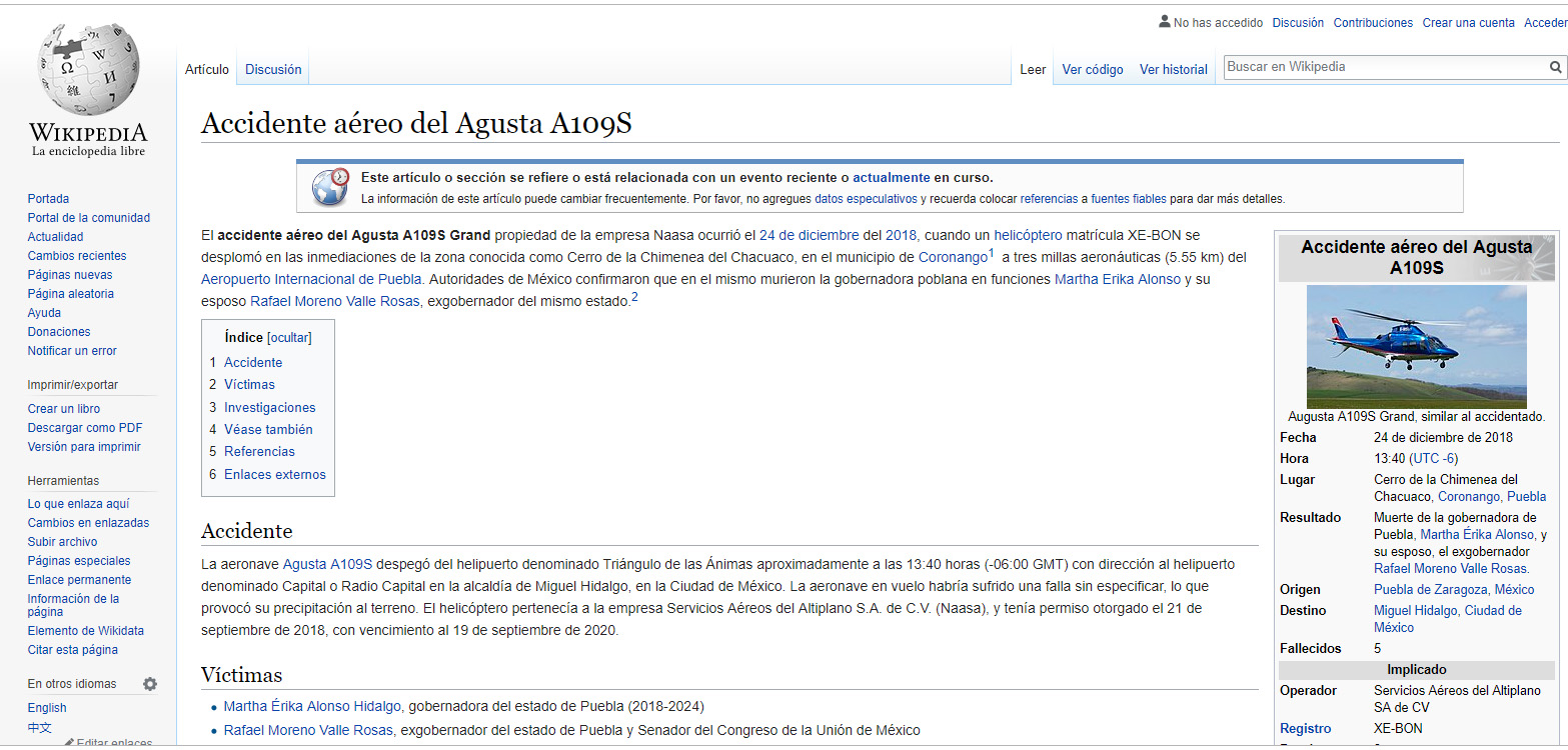 Wikipedia ya registra muerte de RMV y Martha Érika