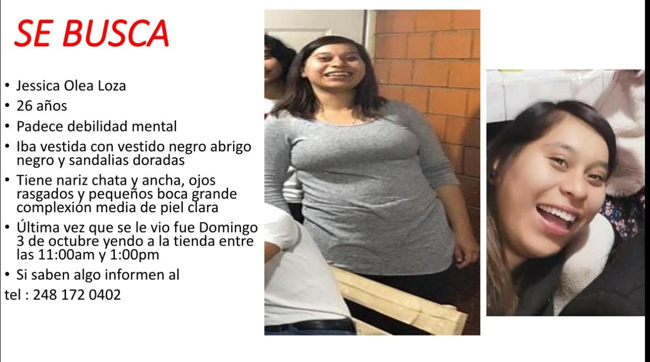Jessica de 26 años desapareció en calles de Texmelucan